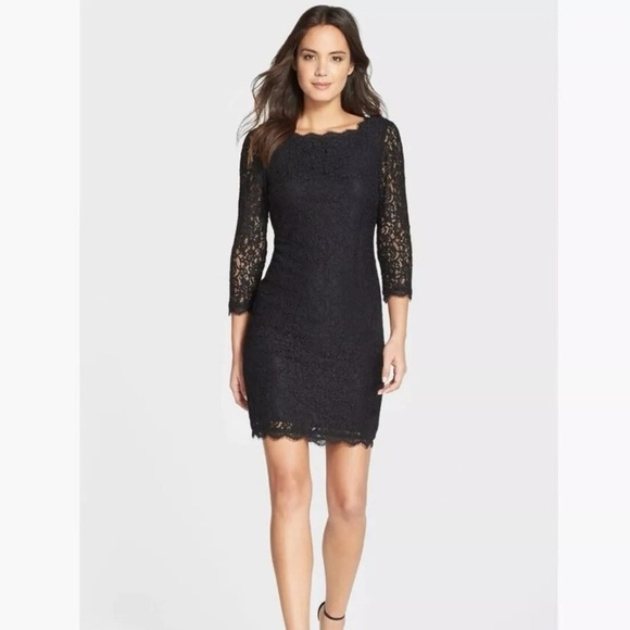 ADRIANNA PAPELL Black Lace Sheath Dress Size 14 - Picture 1 of 10
